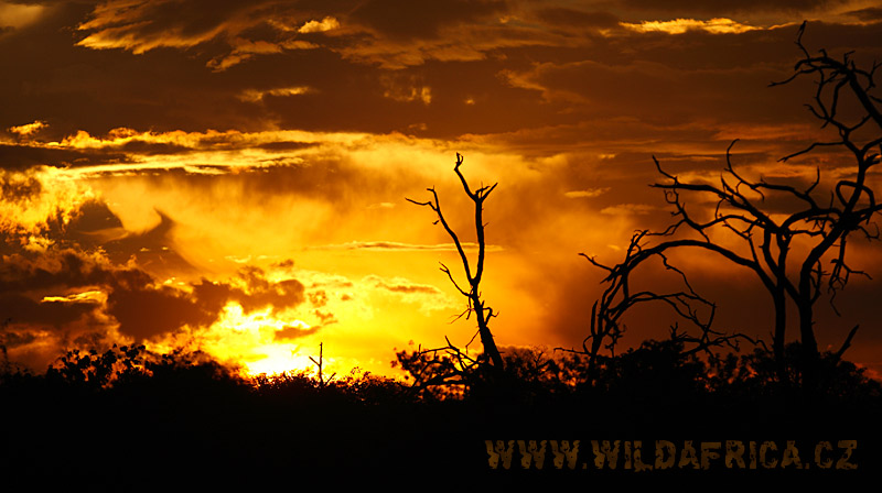 Pomyslné peklo, které znázorňují mraky a slunce na této fotce, se otevírá nad africkou divočinou.